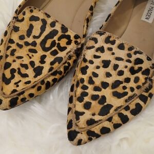 Steve madden animal print flats pointed toe cow hair